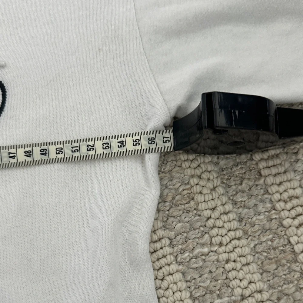 PINK Victoria's Secret White Hoodie with Colorful Sleeve Stripes - Picture 3 of 7